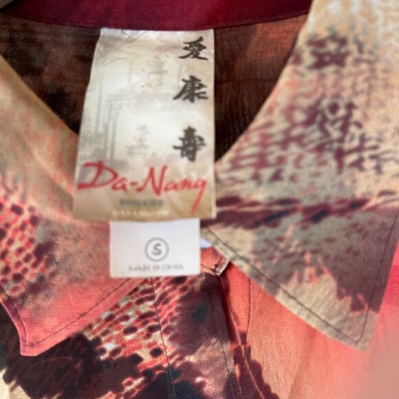 Da Nang Silk Animal Print Belted Tunic Top Sz S - Picture 4 of 5